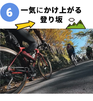 ⑥一気にかけ上がる登り坂